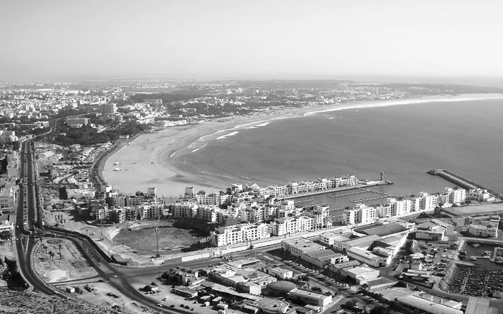 agadir beach from the mountain of agadir oflla